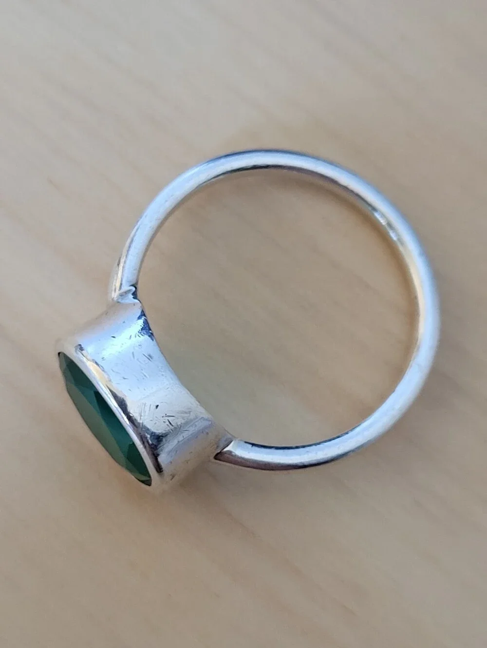 Green Onyx/Sterling Silver Ring, Size 7.5